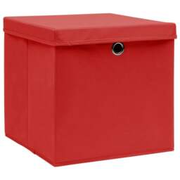 Rackhams Storage Boxes with Lids 4 pcs Red 32x32x32 cm Fabric - thumbnail 2