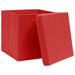 Rackhams Storage Boxes with Lids 4 pcs Red 32x32x32 cm Fabric - thumbnail 3