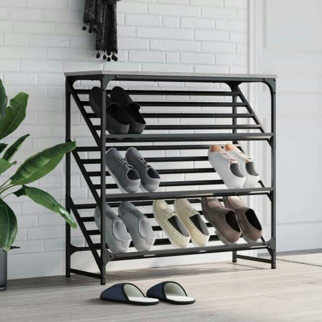 Rackhams Shoe Rack Grey Sonoma 90x30x85 cm Engineered Wood