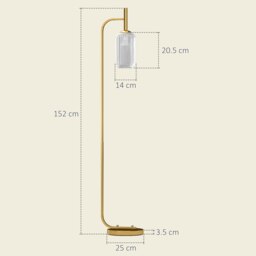 Rackhams Modern Floor Lamp with Glass Lampshade, Foot Switch for Living Room - Yes, LED bulb included - Metal, glass - Floor lamp - thumbnail 4