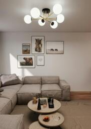 Rackhams MAGNUM Ceiling lamp  6 x E14  Black, gold with White Shade - thumbnail 4