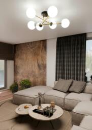 Rackhams MAGNUM Ceiling lamp  6 x E14  Black, gold with White Shade - thumbnail 3