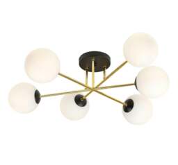 Rackhams MAGNUM Ceiling lamp  6 x E14  Black, gold with White Shade - thumbnail 2
