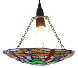 Rackhams Traditional Multi-Coloured Dragonfly Tiffany Glass Pendant Shade - thumbnail 2