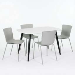 Rackhams Aspen Dining Set - White Rectangular Table & 4 Bali Dining Chairs - Grey - thumbnail 1