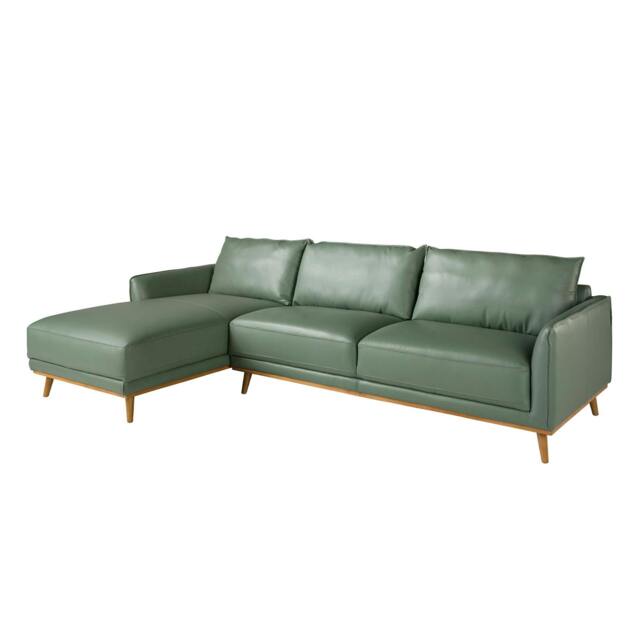 Rackhams Corner sofa in green leather 6199/6200 - Left - image 1