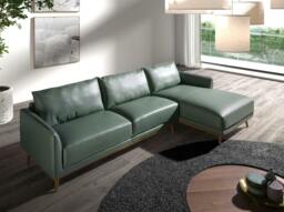 Rackhams Corner sofa in green leather 6199/6200 - Left - thumbnail 4
