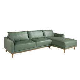 Rackhams Corner sofa in green leather 6199/6200 - Left - thumbnail 2