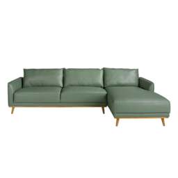 Rackhams Corner sofa in green leather 6199/6200 - Left - thumbnail 3