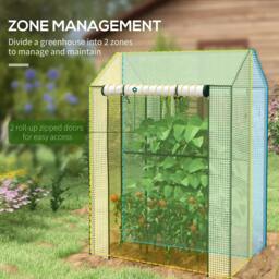 Rackhams Green House, Mini Greenhouse with 2 Roll-up Doors, Vent Holes and Reinforced Cover, 100 x 80 x 150cm - thumbnail 3