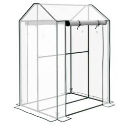 Rackhams Green House, Mini Greenhouse with 2 Roll-up Doors, Vent Holes and Reinforced Cover, 100 x 80 x 150cm - thumbnail 1