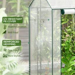 Rackhams Green House, Mini Greenhouse with 2 Roll-up Doors, Vent Holes and Reinforced Cover, 100 x 80 x 150cm - thumbnail 4