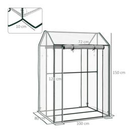 Rackhams Green House, Mini Greenhouse with 2 Roll-up Doors, Vent Holes and Reinforced Cover, 100 x 80 x 150cm - thumbnail 2