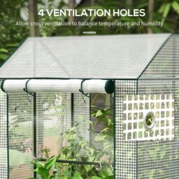 Rackhams Green House, Mini Greenhouse with 2 Roll-up Doors, Vent Holes and Reinforced Cover, 100 x 80 x 150cm - thumbnail 5