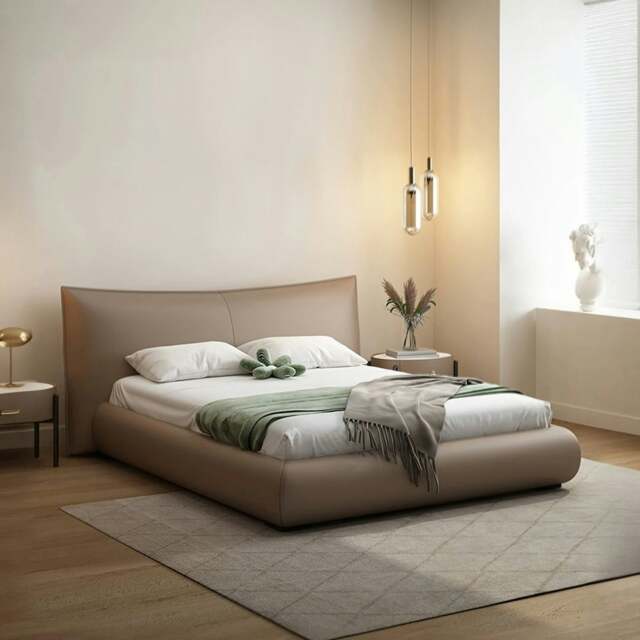 Rackhams Kai King Size Bed With Storage, Super King Size With Storage, Real Leather - White - Super King Size - NO Storage - image 1