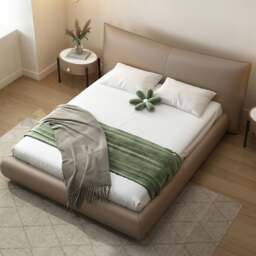 Rackhams Kai King Size Bed With Storage, Super King Size With Storage, Real Leather - White - Super King Size - NO Storage - thumbnail 4