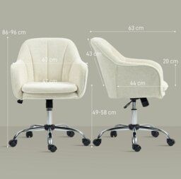 Rackhams Modern Velvet Office Desk Chair for Bedroom, Living Room, Grey - Grey - Yes - Office Chair - thumbnail 4
