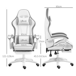 Rackhams Racing Style Gaming Chair with Reclining Function Footrest, Grey - Blue - thumbnail 6