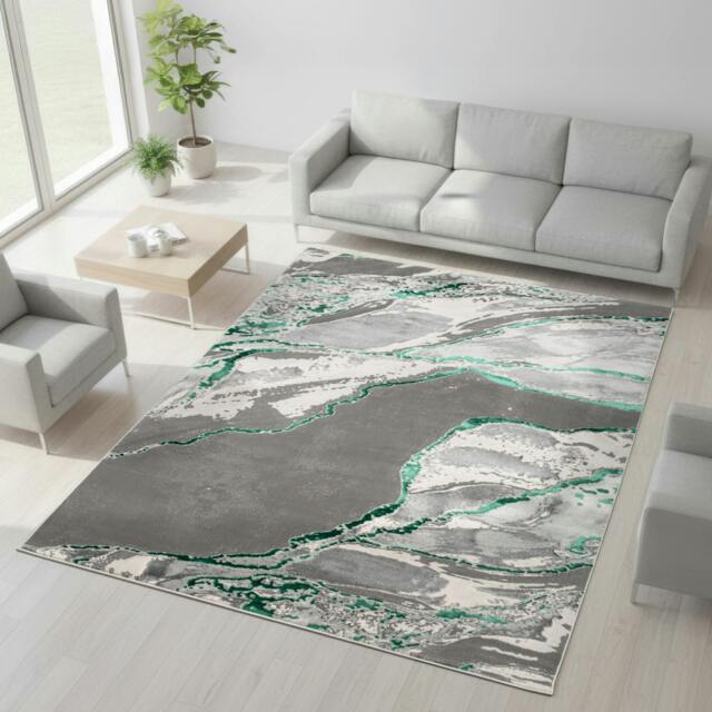 Rackhams Parma Modern Shimmer Rug - Emerald - 60cm x 110cm (2ft x 3.5ft) - image 1