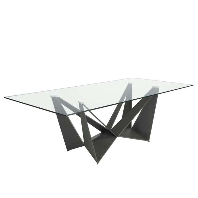 Rackhams Rectangular tempered glass and black steel dining table 1128 - 240 x 120 x 75 - image 1