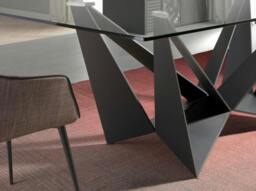 Rackhams Rectangular tempered glass and black steel dining table 1128 - 240 x 120 x 75 - thumbnail 5