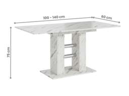 Rackhams Small Extendable Dining Table 100-140 cm WILD MINI White Bianco Marble Effect - thumbnail 3