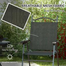 Rackhams Set of Two Folding Garden Chairs, with Fabric Mesh Seats - Dark Brown - thumbnail 5