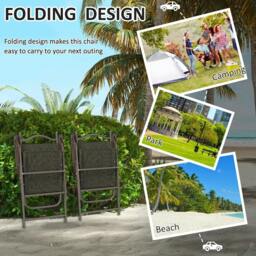 Rackhams Set of Two Folding Garden Chairs, with Fabric Mesh Seats - Dark Brown - thumbnail 4