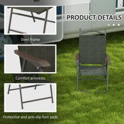 Rackhams Set of Two Folding Garden Chairs, with Fabric Mesh Seats - Dark Brown - thumbnail 6