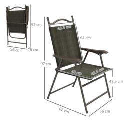 Rackhams Set of Two Folding Garden Chairs, with Fabric Mesh Seats - Dark Brown - thumbnail 3