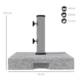 Rackhams 28kg Heavy Duty Granite Parasol Base Square Umbrella Stand with Wheels & Retractable Handle, for 32mm, 38mm, 48mm Poles - Grey - thumbnail 5