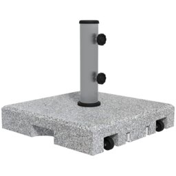 Rackhams 28kg Heavy Duty Granite Parasol Base Square Umbrella Stand with Wheels & Retractable Handle, for 32mm, 38mm, 48mm Poles - Grey - thumbnail 2