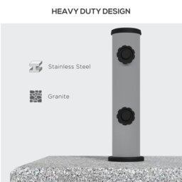 Rackhams 28kg Heavy Duty Granite Parasol Base Square Umbrella Stand with Wheels & Retractable Handle, for 32mm, 38mm, 48mm Poles - Grey - thumbnail 4