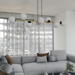 Rackhams GRAVITY Pendant lamp 8 x E14  Black, gold with White Shade - thumbnail 5