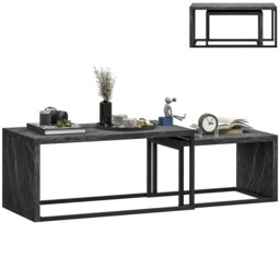 Rackhams Coffee Tables Set of 2, Nest of Tables for Living Room, Dark Grey - Dark Grey - thumbnail 2