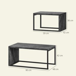 Rackhams Coffee Tables Set of 2, Nest of Tables for Living Room, Dark Grey - Dark Grey - thumbnail 5