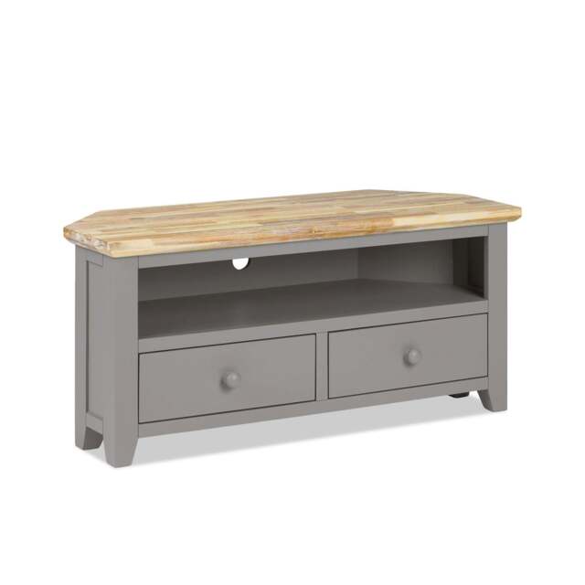 Rackhams Florence Wooden Corner TV Unit With 2 Drawers and Shelf - Dove Grey, Grey - image 1