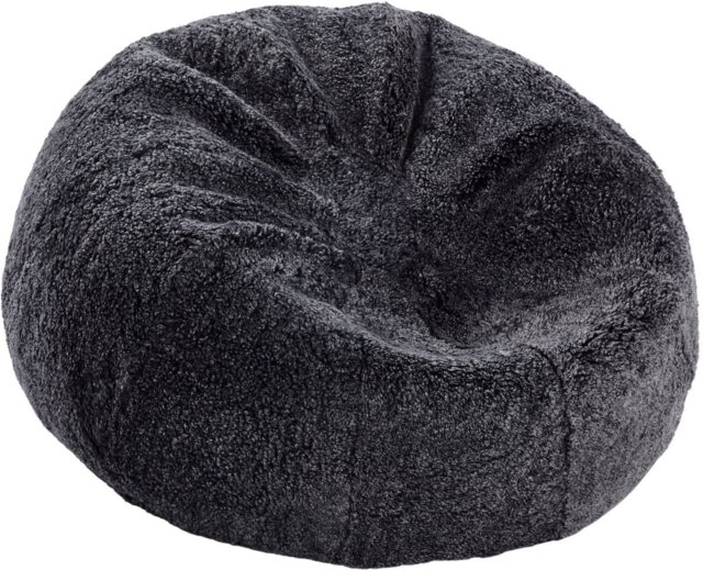 Rackhams Round Sheepskin Bean Bag - Short Wool - Medium - Large - Anthracite - D74 x 73 cm - image 1