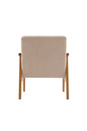 Rackhams Beige Terry Cloth Casual Upholstered Armchair with Rubberwood Wood Frame - Beige - thumbnail 4