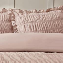 Rackhams Seersucker Frill Duvet Cover Set - Pink - King - thumbnail 5