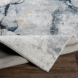 Rackhams Jolie-Abstract Grey Blue Ivory Brown Modern Marble Rug - 60 x 90 cm - thumbnail 5
