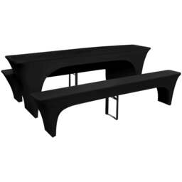 Rackhams 3 Slipcovers for Beer Table and Benches Stretch Black 220 x 70 x 80 cm - thumbnail 2