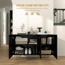 Rackhams Modern Luxe High Gloss Sideboard, with Hairpin Legs - Black - thumbnail 5