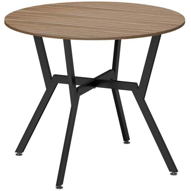 Rackhams Dining Table, Round Kitchen Table with Black Legs, Anti-slip Foot Pads for Living Room, Dining Room 90 x 76 cm, Brown - image 1