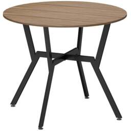 Rackhams Dining Table, Round Kitchen Table with Black Legs, Anti-slip Foot Pads for Living Room, Dining Room 90 x 76 cm, Brown - thumbnail 1
