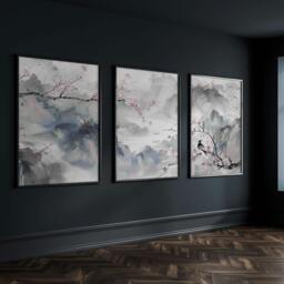 Rackhams Wall Art Living Room Large - Set of 3 Chinoiserie Wall art Prints - A2 16.54 x 23.39 in / 42 x 59.4 cm - Satin Photo paper 280 gsm - Unframed - thumbnail 5