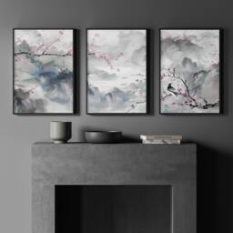 Rackhams Wall Art Living Room Large - Set of 3 Chinoiserie Wall art Prints - A2 16.54 x 23.39 in / 42 x 59.4 cm - Satin Photo paper 280 gsm - Unframed - thumbnail 2