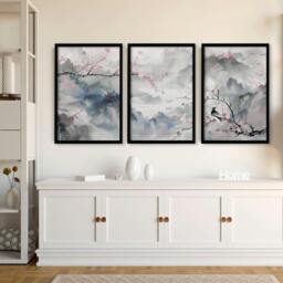 Rackhams Wall Art Living Room Large - Set of 3 Chinoiserie Wall art Prints - A2 16.54 x 23.39 in / 42 x 59.4 cm - Satin Photo paper 280 gsm - Unframed - thumbnail 4