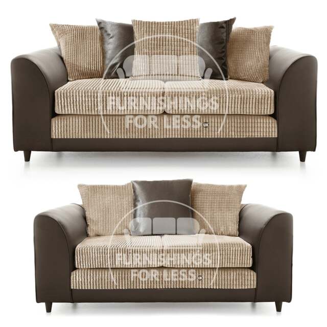 Rackhams Luca Mixed Fabric Sofa Suite - Scatter Back - Brown and Beige - image 1