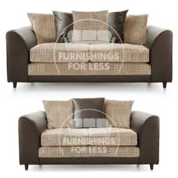 Rackhams Luca Mixed Fabric Sofa Suite - Scatter Back - Brown and Beige